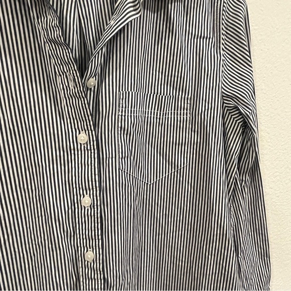 J.Crew cotton poplin stripe shirt dress blue and white size 6 no belt - Picture 7 of 11